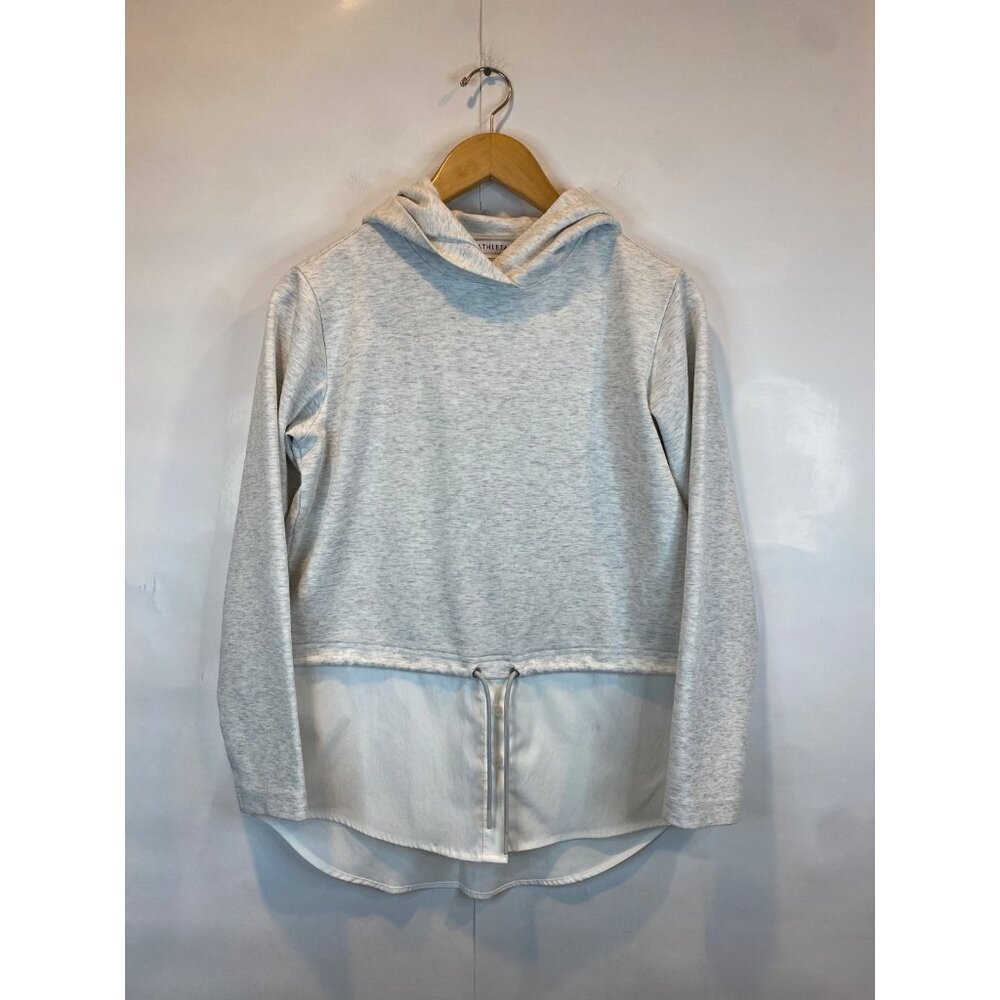 Athleta Women's Gallery Hoodie Top Tunic Heather Gray Knit Size XS Flaws**